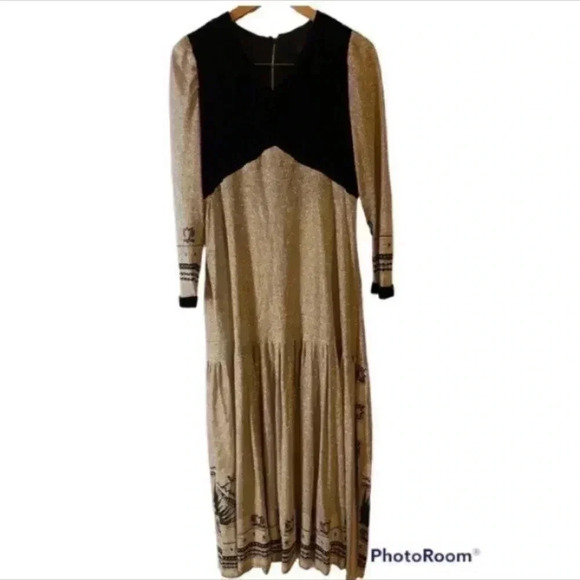 Vintage Womens Lame Gold Matallic Velvet Dress - Picture 1 of 6
